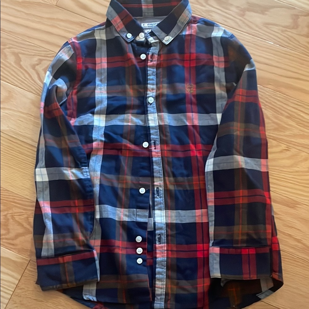 Tommy Hilfiger Men's Plaid Shirt - Navy and Red